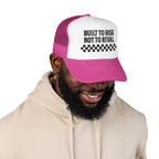 Trucker Hat — "Built to Rise Not to Rival" Vintage Patch Mesh Cap