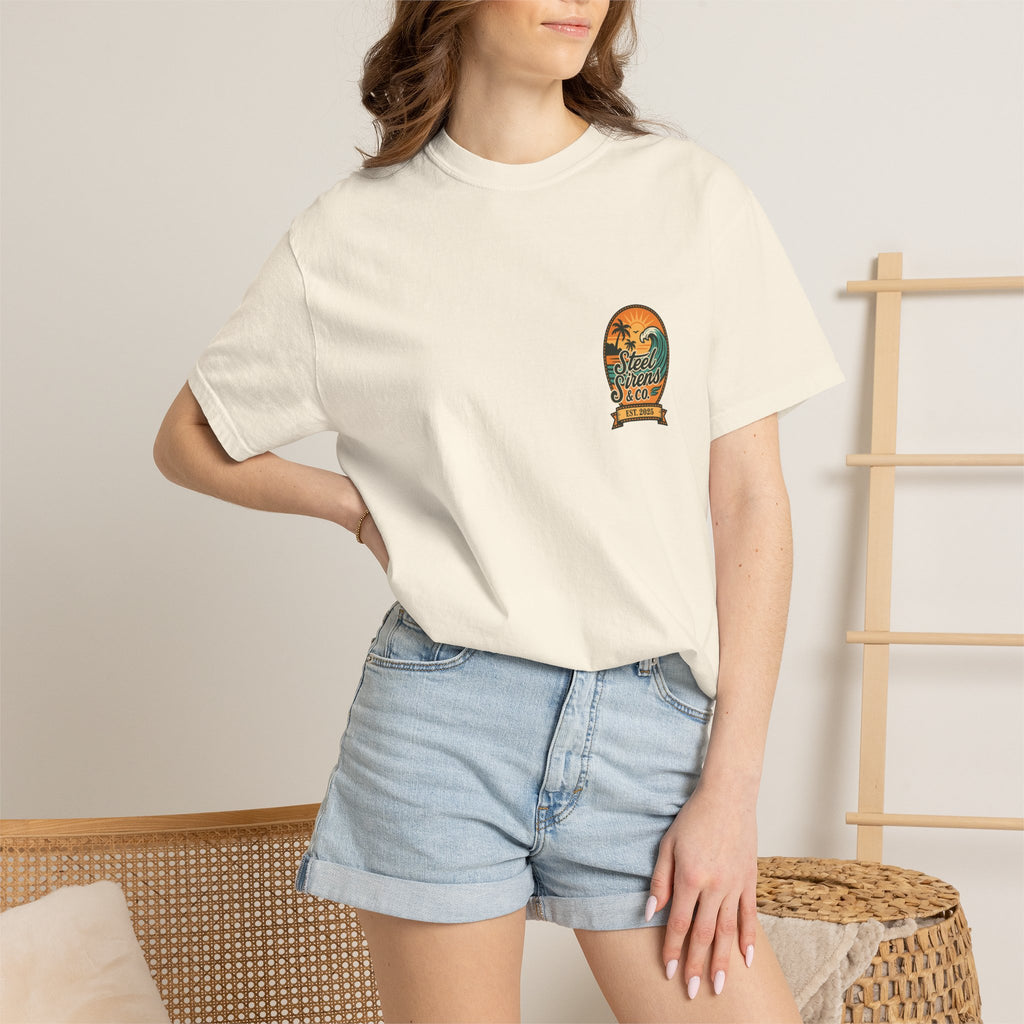 Steel Sirens Garment-Dyed T-shirt, Vintage Style Tee, Beach Apparel, Unisex Graphic Shirt, Casual Summer Wear