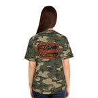 Camo Women's Baseball Jersey — 'Motherhood' Retro Patch Baseball Tee