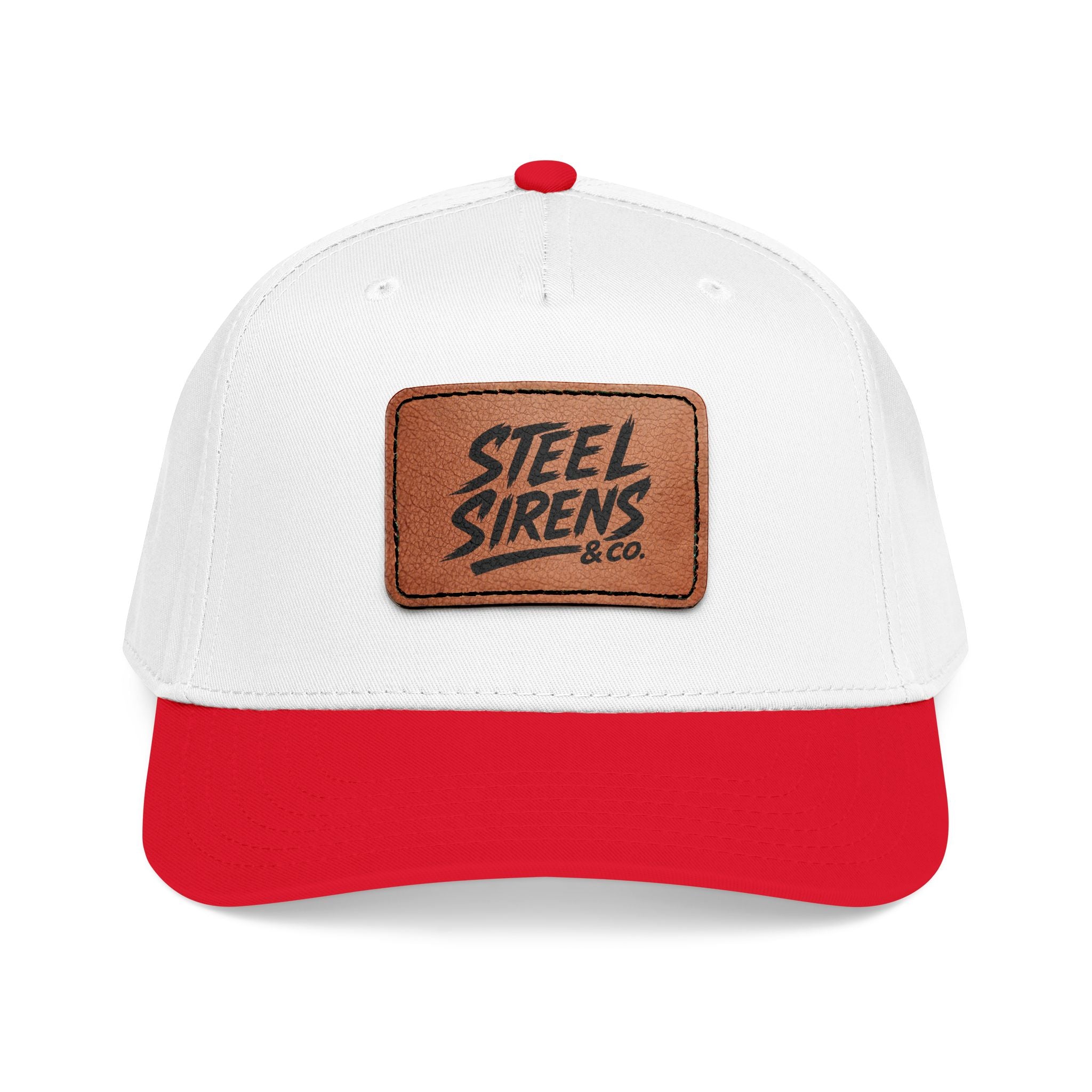 Leather Patch Baseball Cap — "Steel Sirens" Retro Logo