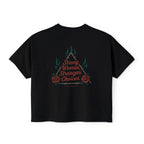 Strong Women Boxy Tee — "Strong Women, Stronger Choices" Graphic Crop Shirt