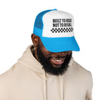 Trucker Hat — "Built to Rise Not to Rival" Vintage Patch Mesh Cap