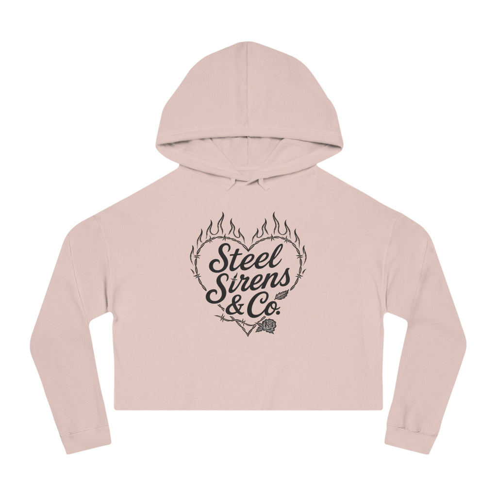 Cropped Hoodie — Steel Sirens & Co. Heart Flame Graphic