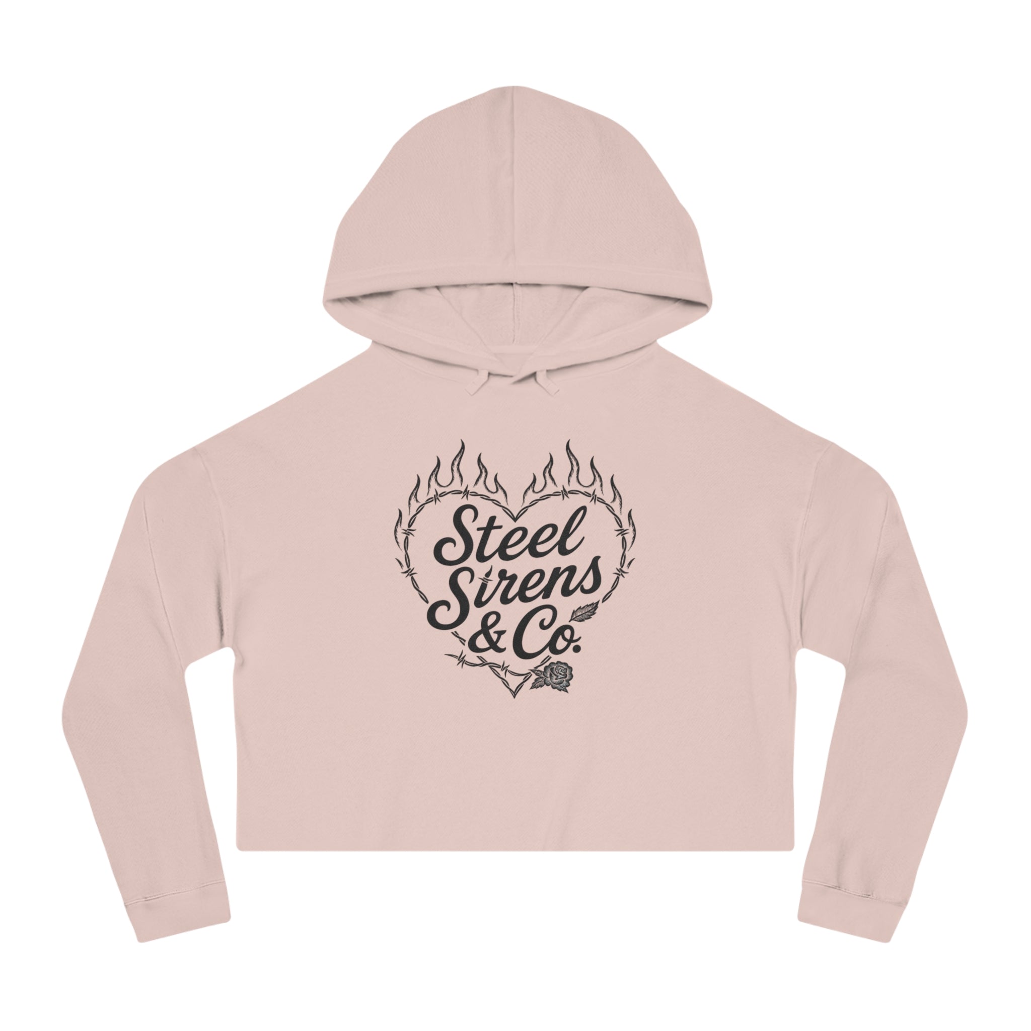 Cropped Hoodie — Steel Sirens & Co. Heart Flame Graphic