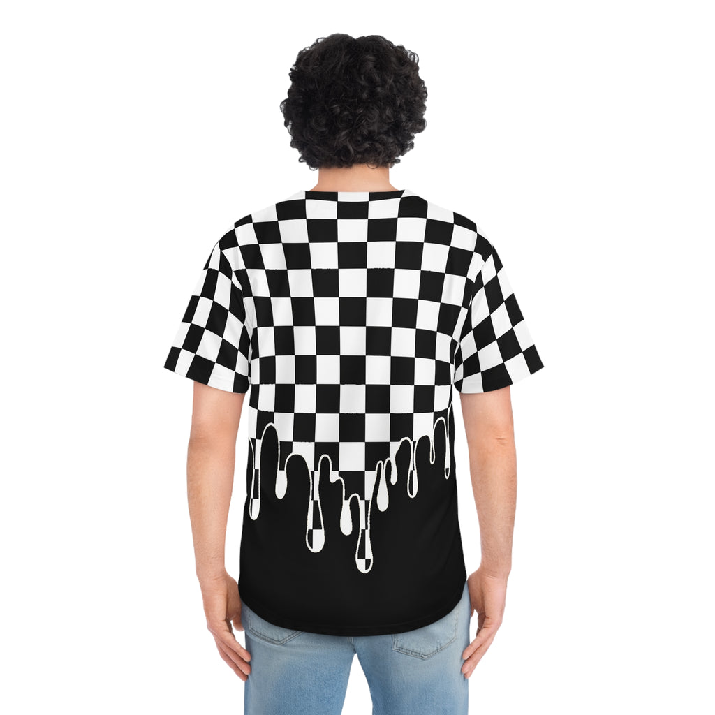 Men's Graphic Baseball Jersey, Trendy Sportswear, Summer Outing, Festivals, Men's Fashion, Unique Style, Checkered Design