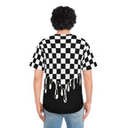 Men's Graphic Baseball Jersey, Trendy Sportswear, Summer Outing, Festivals, Men's Fashion, Unique Style, Checkered Design