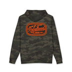 Rebelhood Checker Patch Hoodie — Vintage Orange Logo Pullover