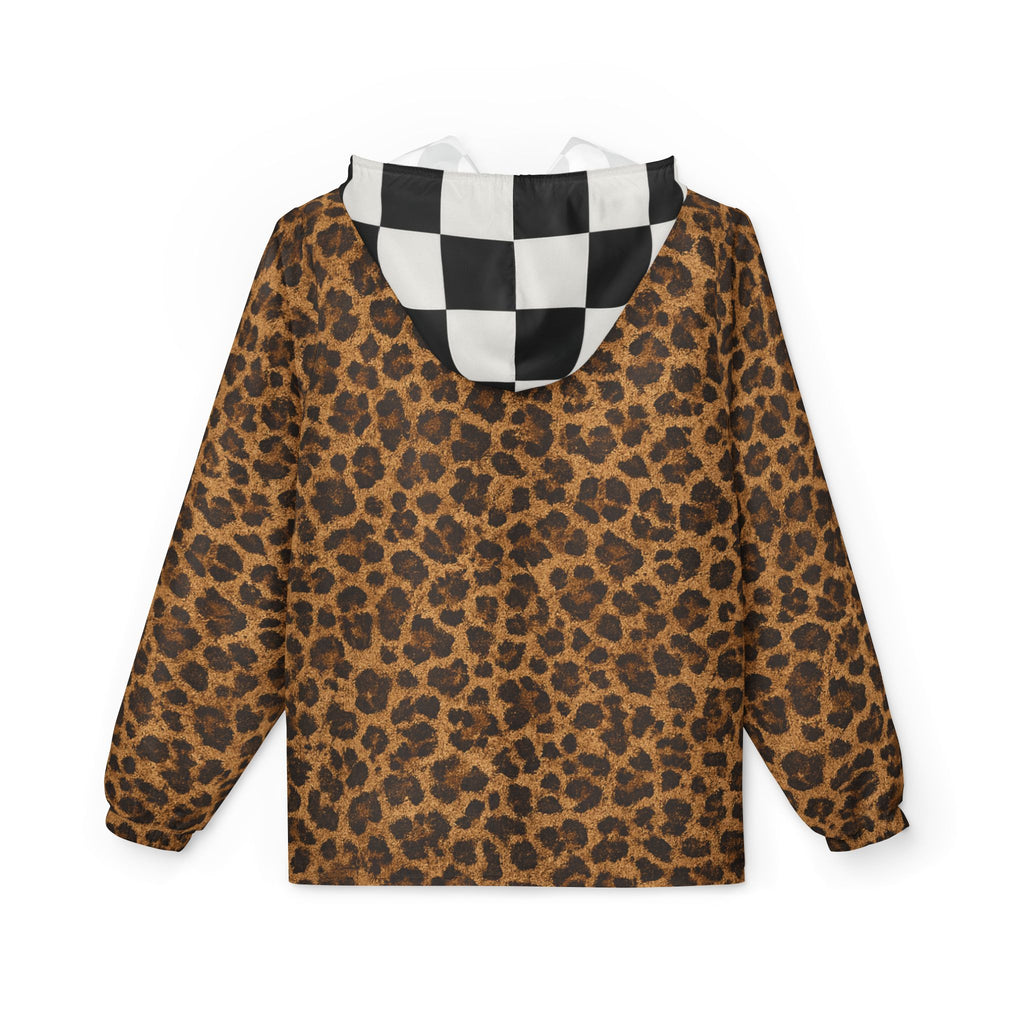 Leopard & Checkerboard Windbreaker Jacket