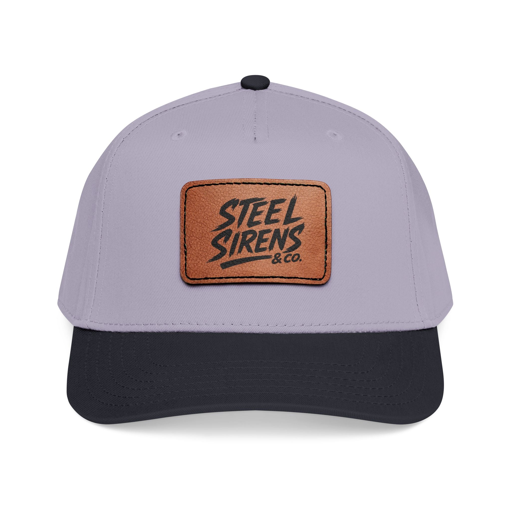 Leather Patch Baseball Cap — "Steel Sirens" Retro Logo