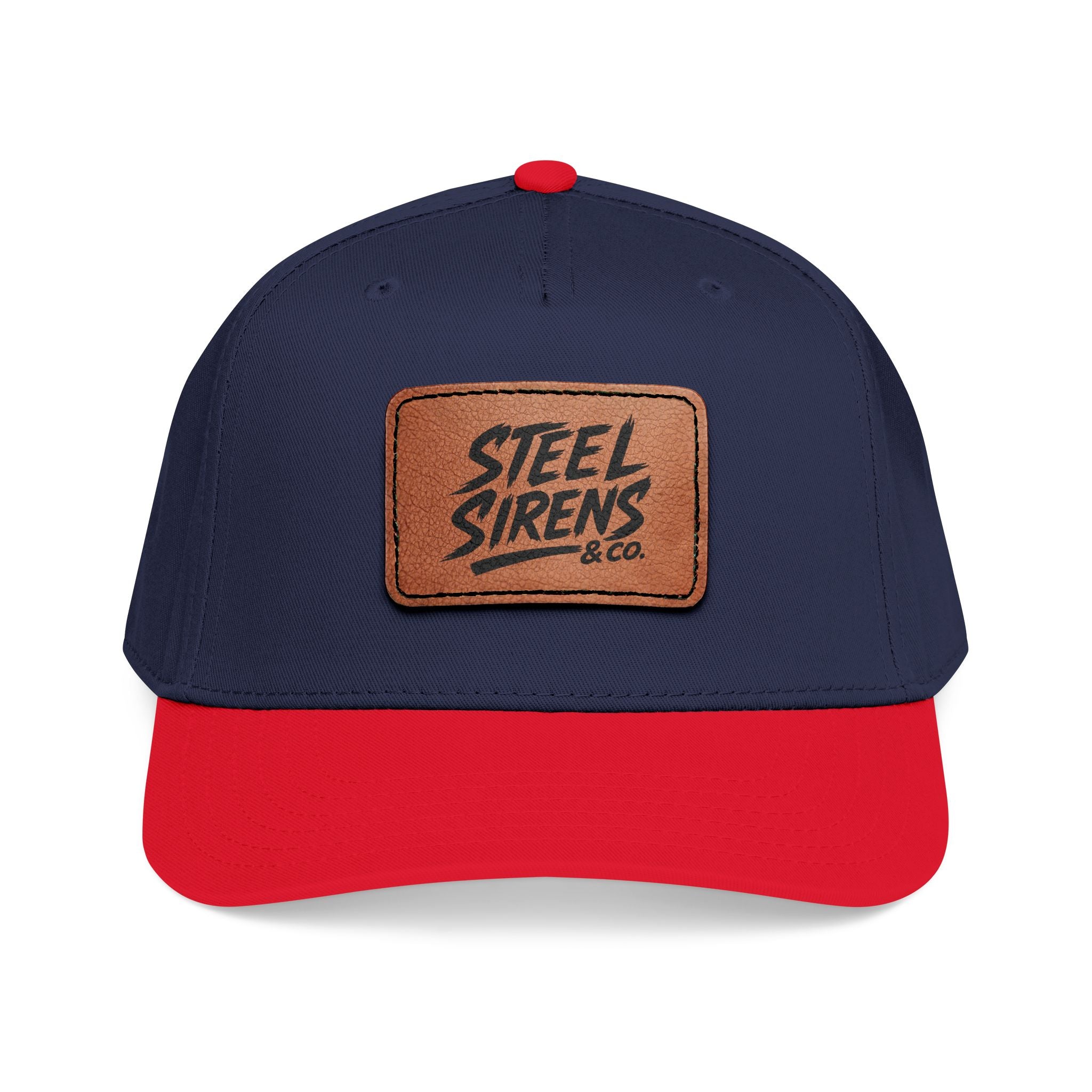 Leather Patch Baseball Cap — "Steel Sirens" Retro Logo