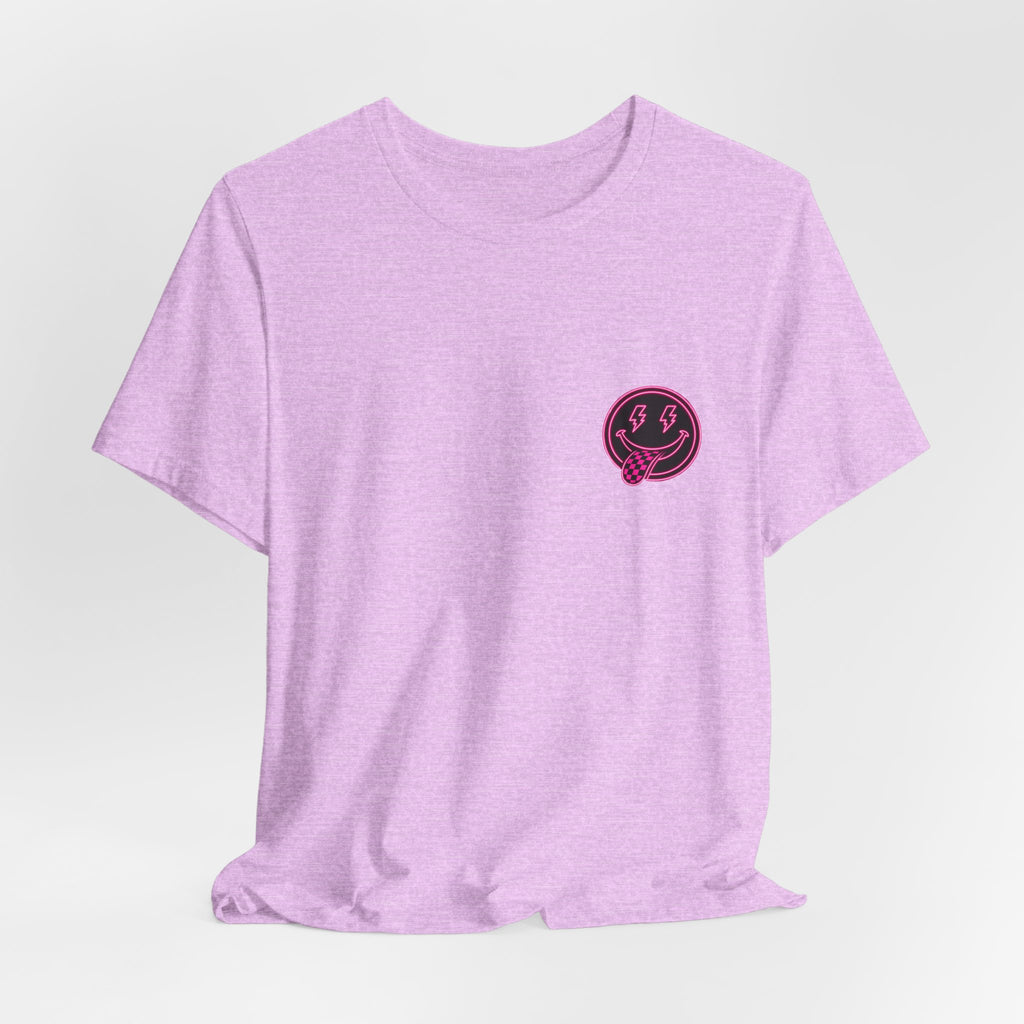 Motherhood Graphic Tee — 'Motherhood' Pink Checkerboard Logo T‑Shirt