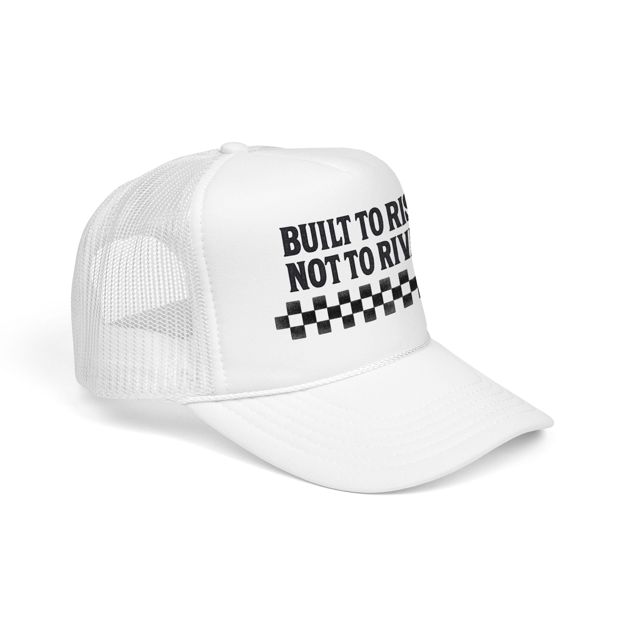 Trucker Hat — "Built to Rise Not to Rival" Vintage Patch Mesh Cap