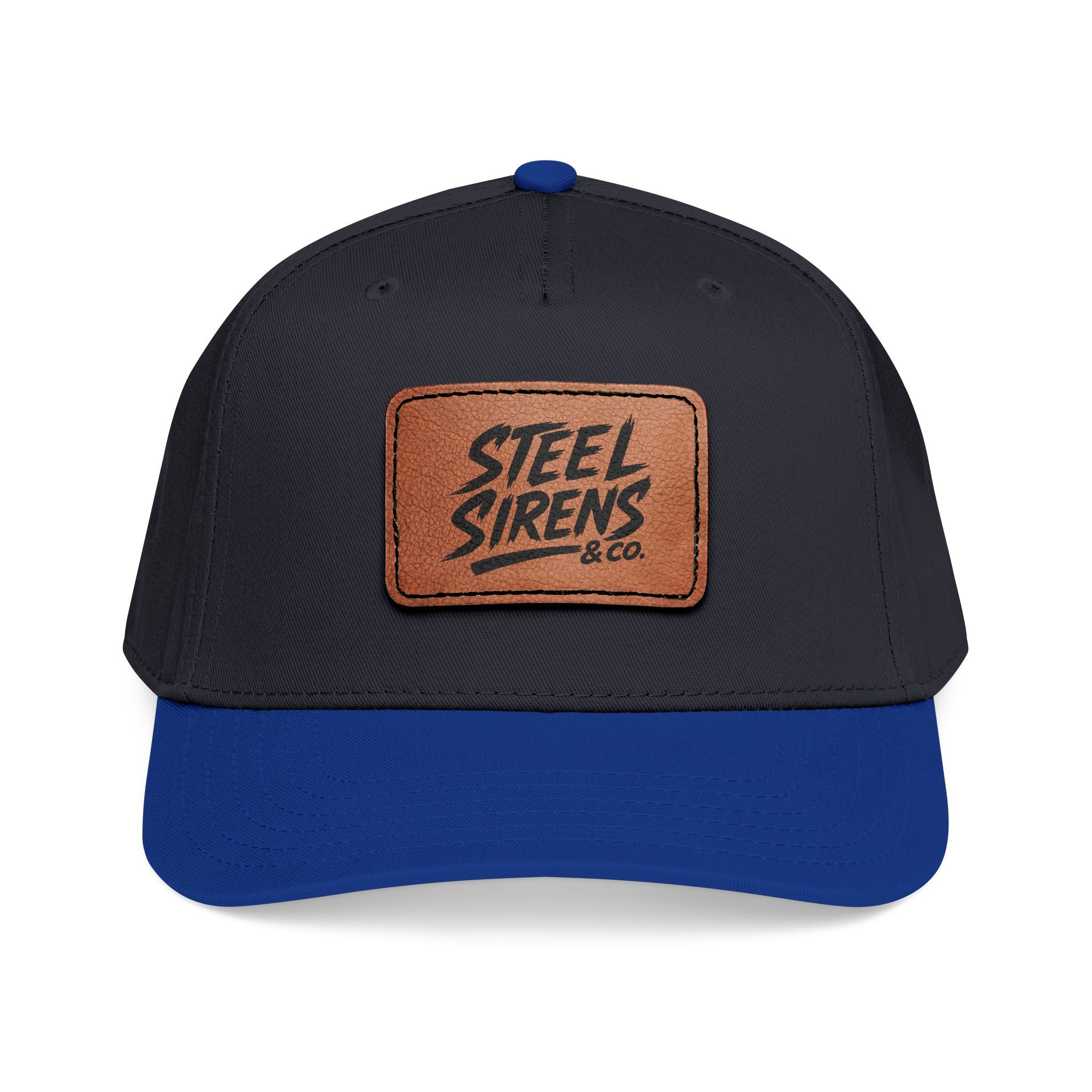 Leather Patch Baseball Cap — "Steel Sirens" Retro Logo