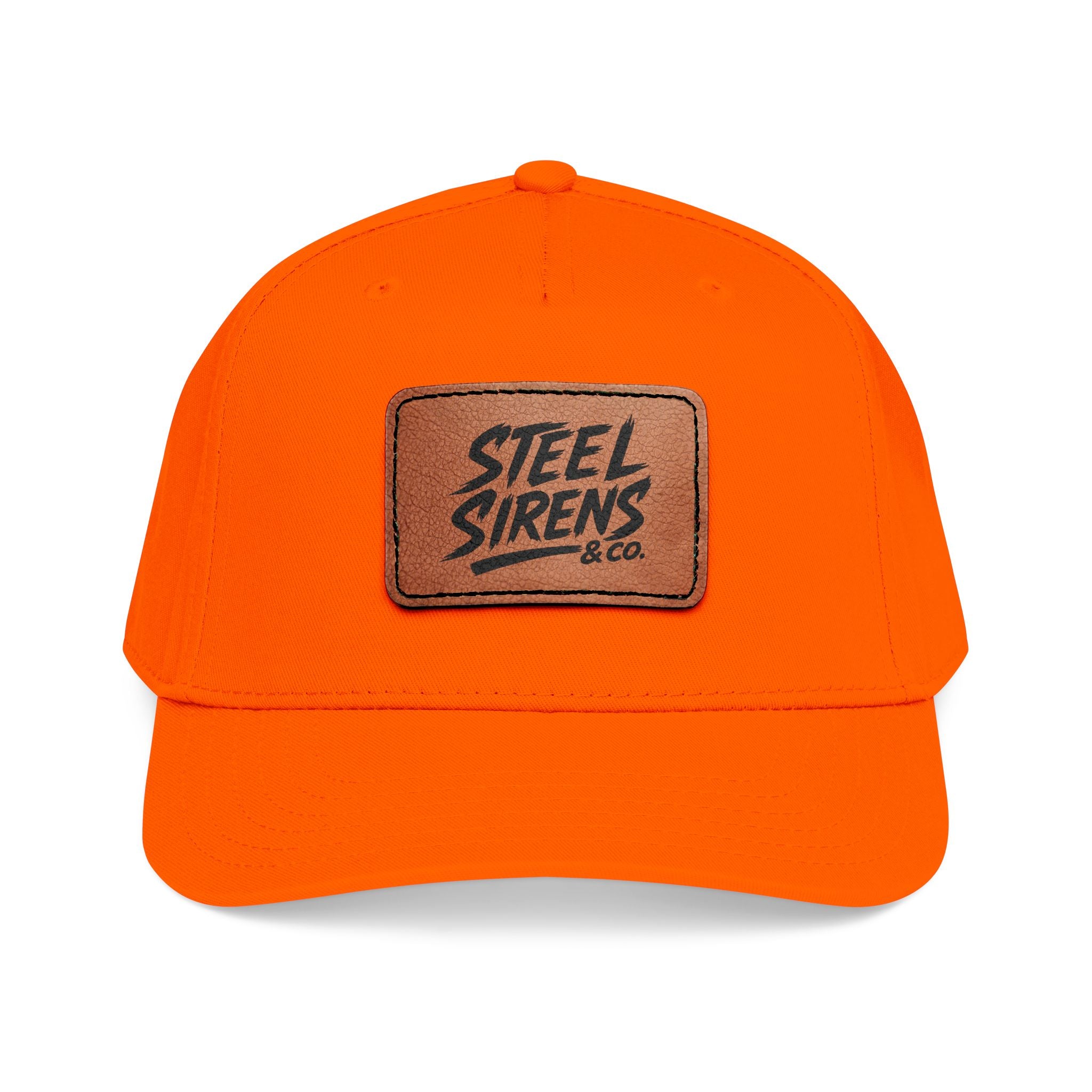 Leather Patch Baseball Cap — "Steel Sirens" Retro Logo