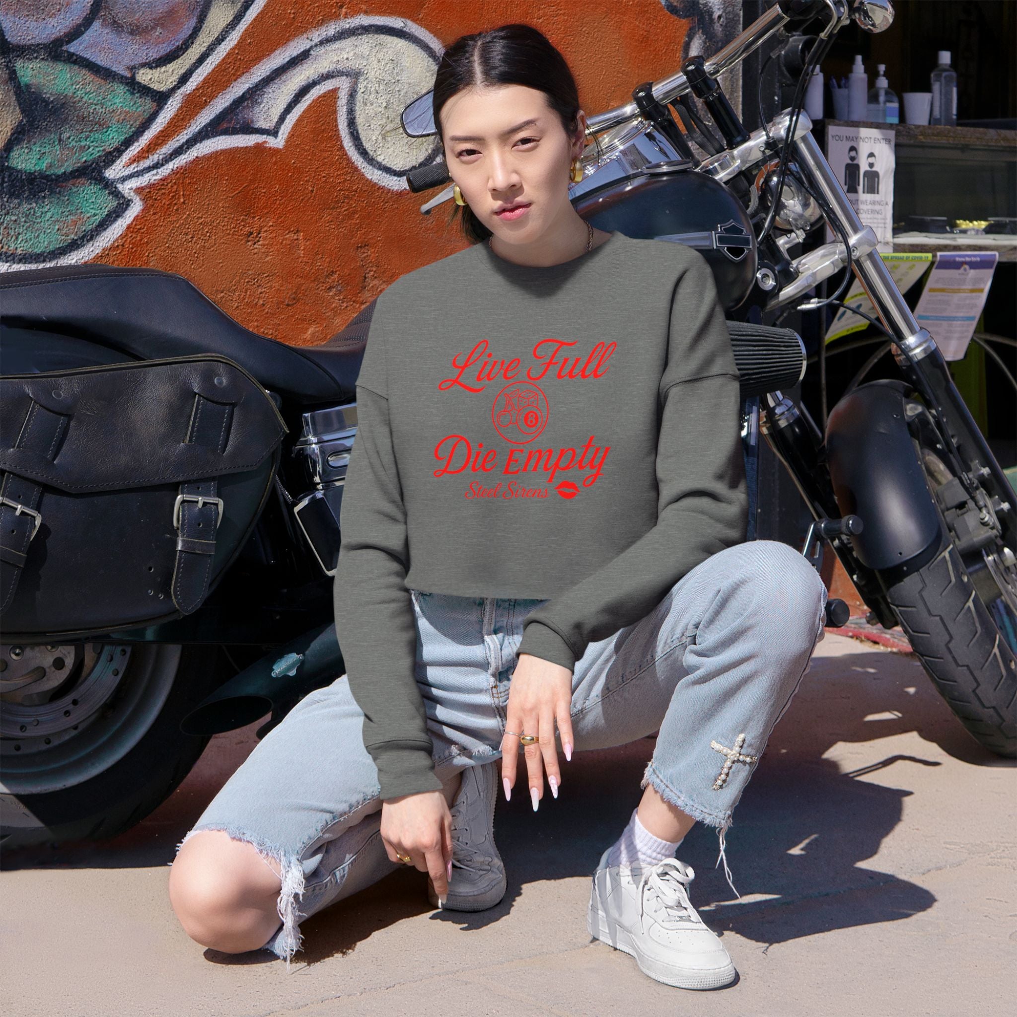 Live Full, Die Empty Cropped Crewneck