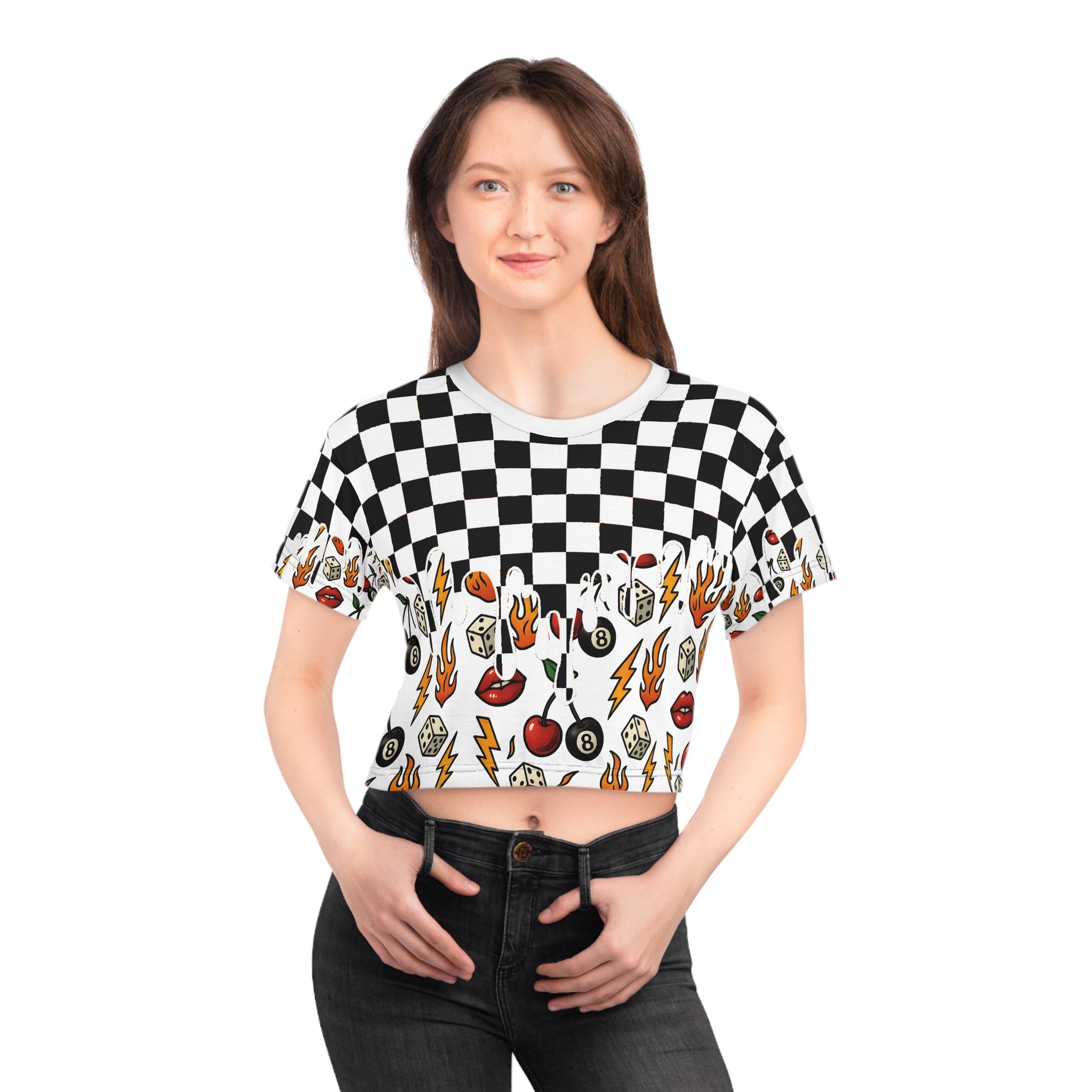 Women’s Checkered Chaos Crop Tee