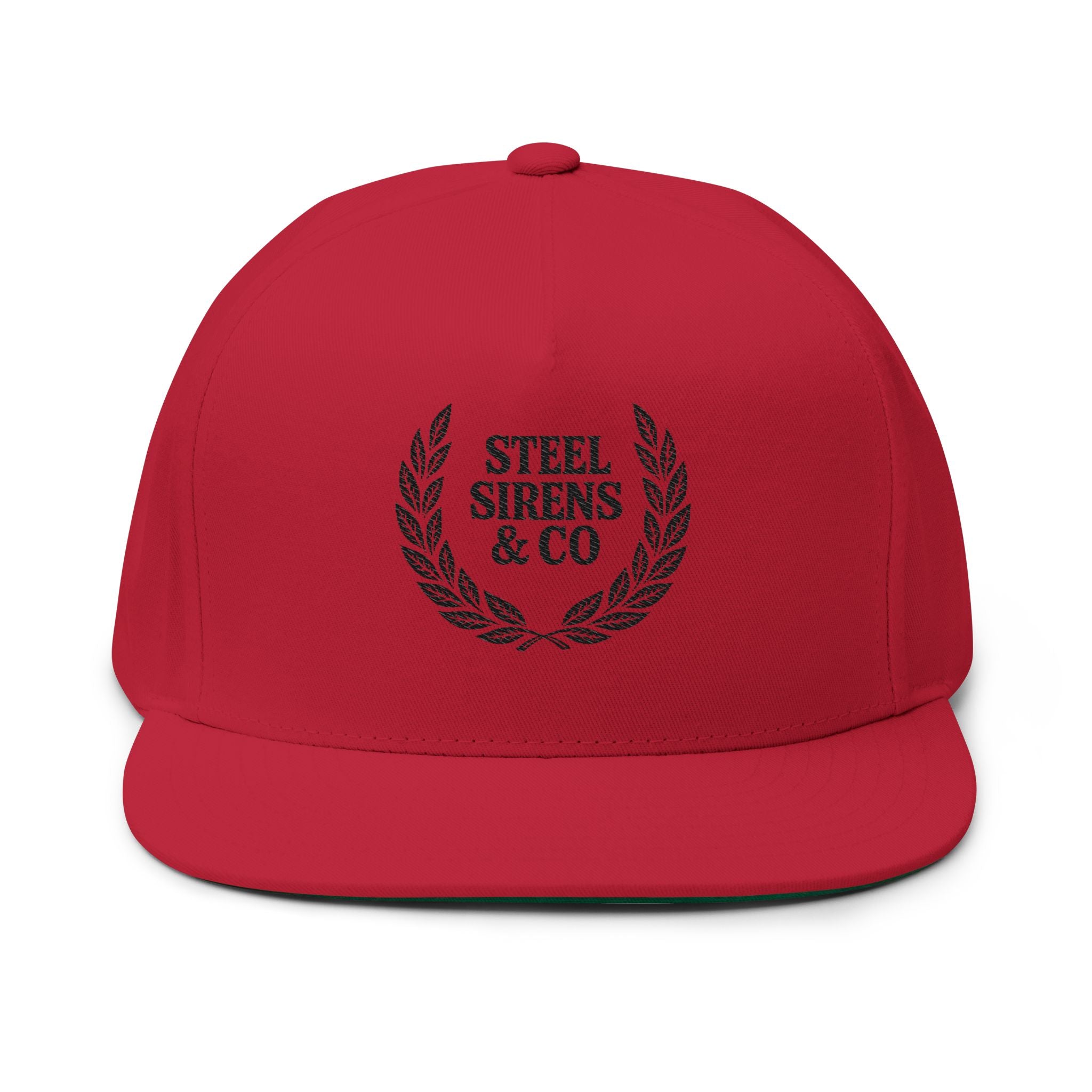 Flat Bill Cap — 'Steel Sirens & Co' Embroidered Laurel Snapback