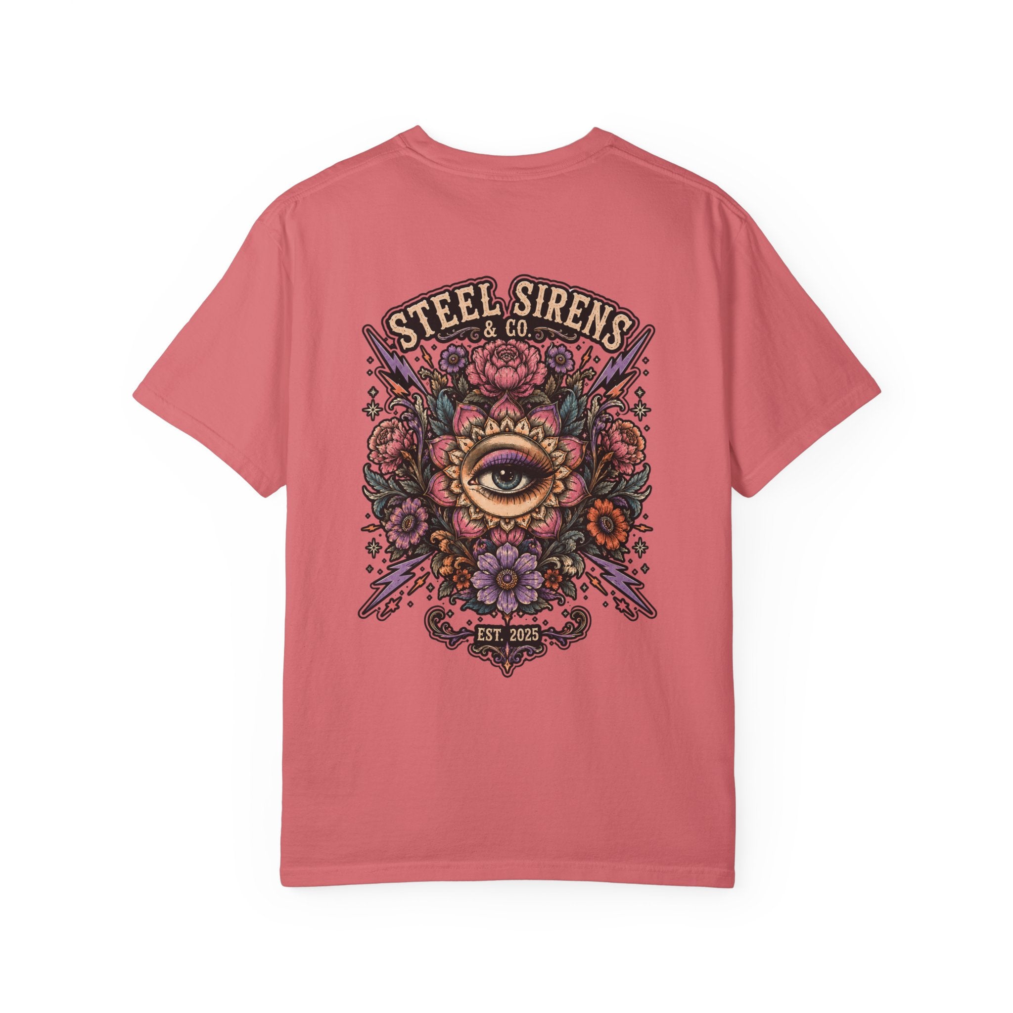 Steel Sirens Tee — Vintage Floral All-Seeing Eye Graphic T-Shirt