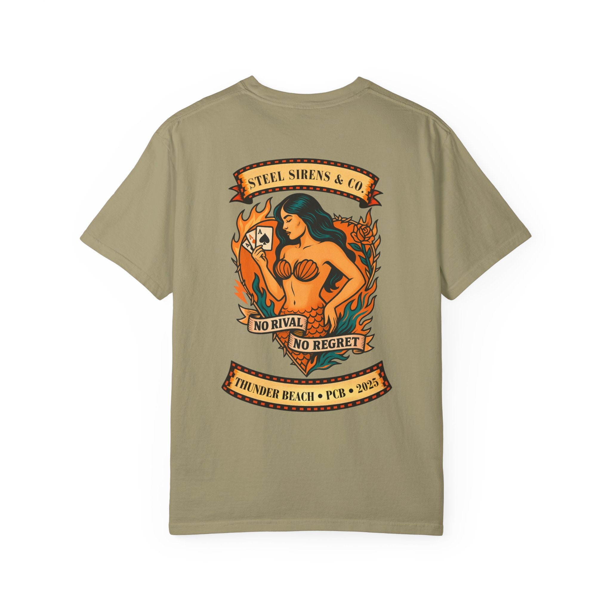 Steel Sirens Garment-Dyed T-shirt, Vintage Style Tee, Beach Apparel, Unisex Graphic Shirt, Casual Summer Wear