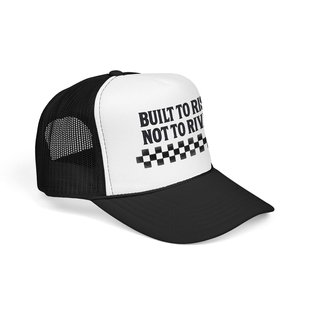 Trucker Hat — "Built to Rise Not to Rival" Vintage Patch Mesh Cap