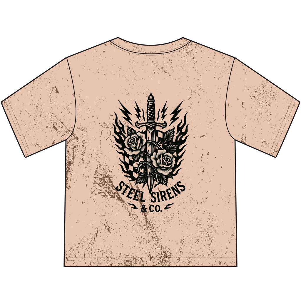 Steel Sirens Youth T‑Shirt — Vintage Dagger & Roses Graphic Tee