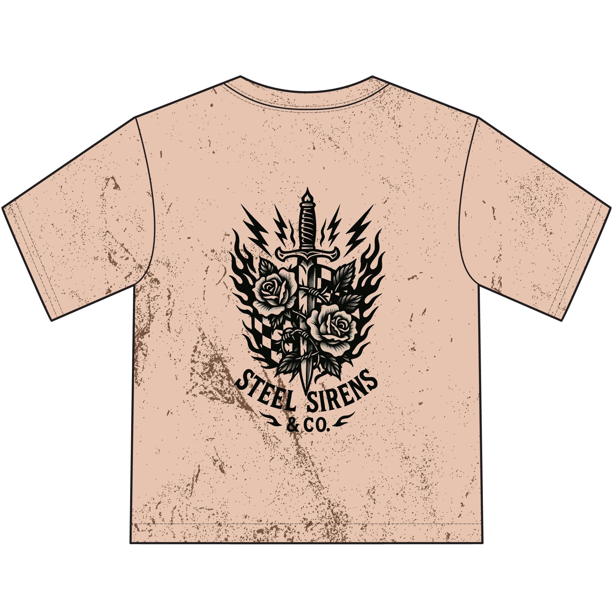 Steel Sirens Youth T‑Shirt — Vintage Dagger & Roses Graphic Tee
