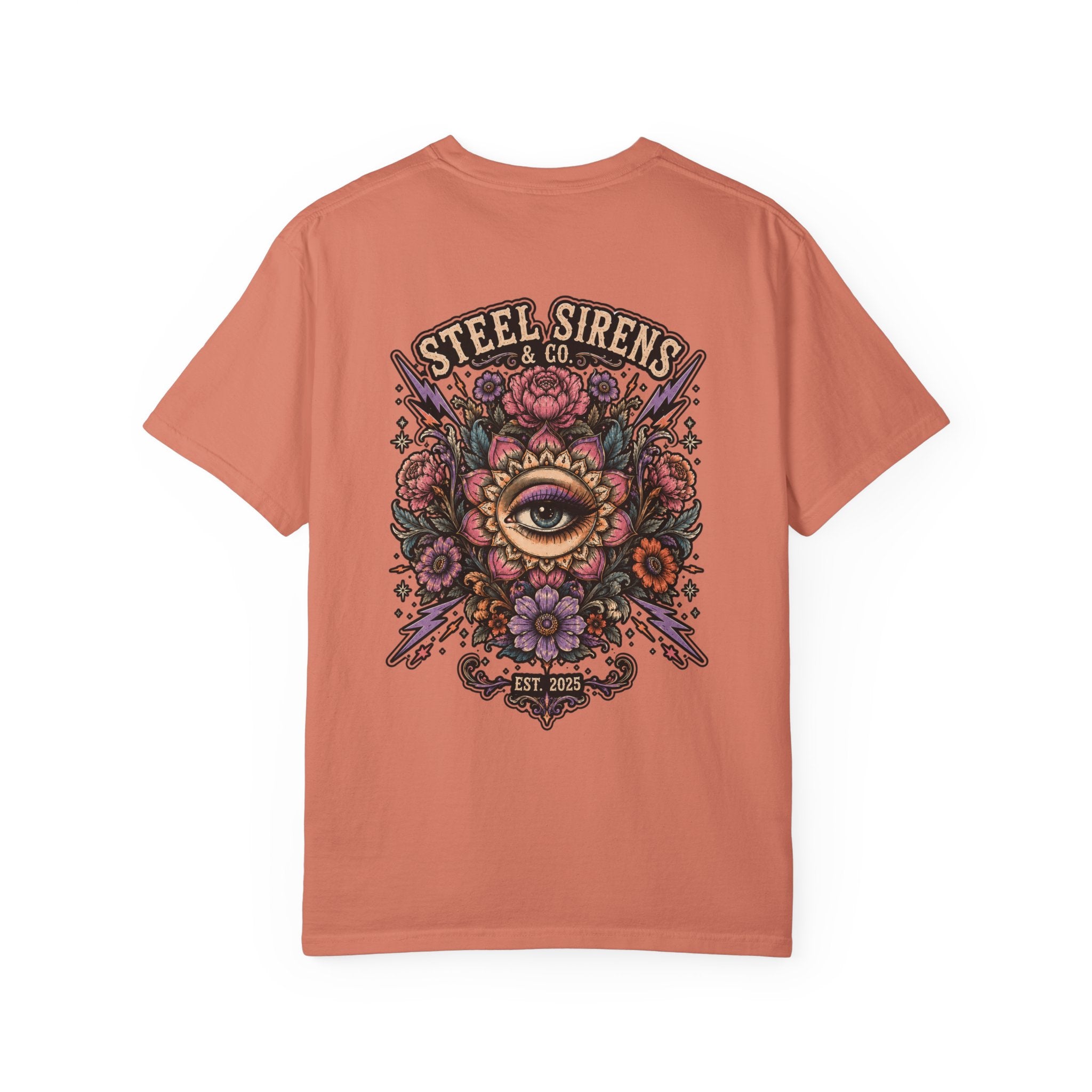 Steel Sirens Tee — Vintage Floral All-Seeing Eye Graphic T-Shirt