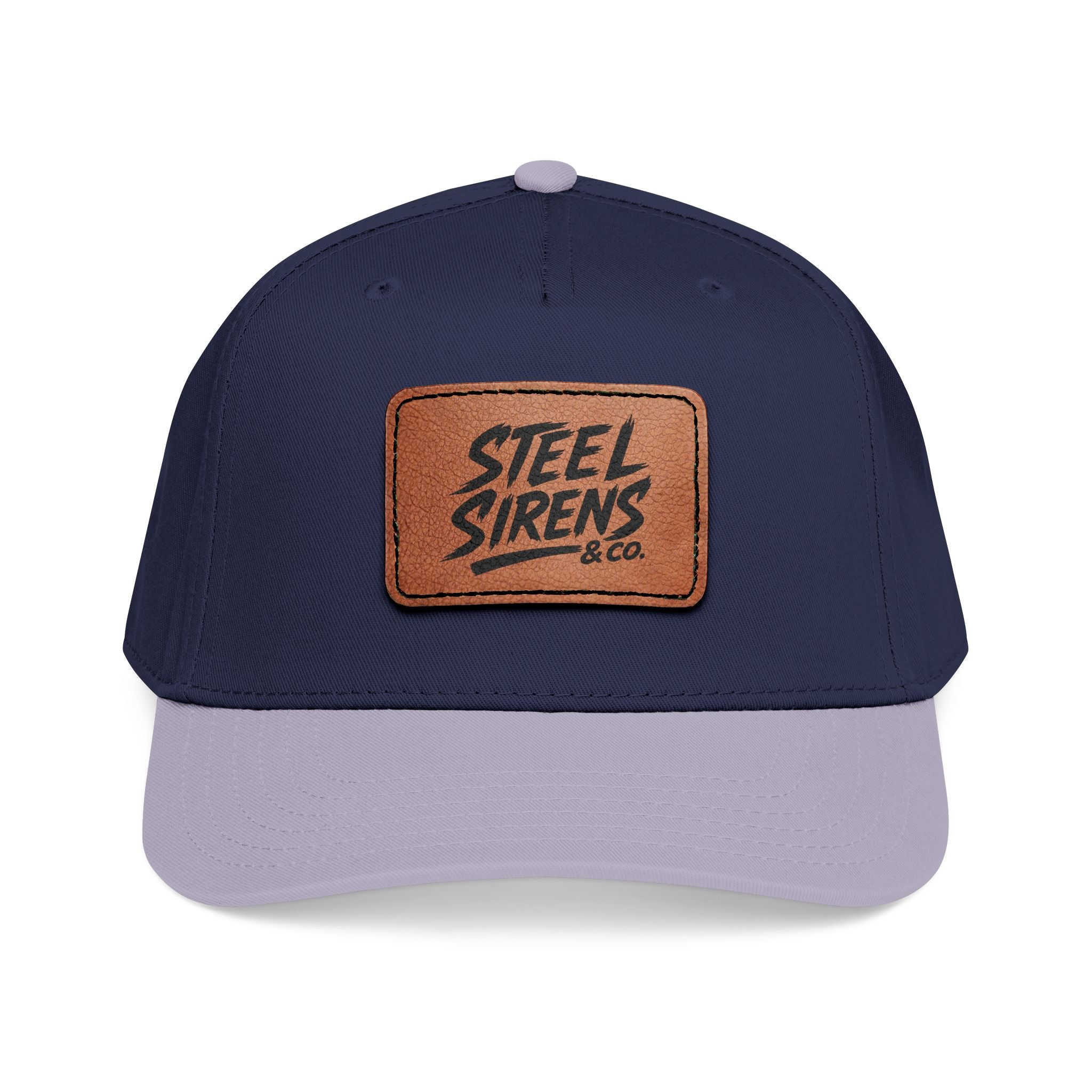 Leather Patch Baseball Cap — "Steel Sirens" Retro Logo