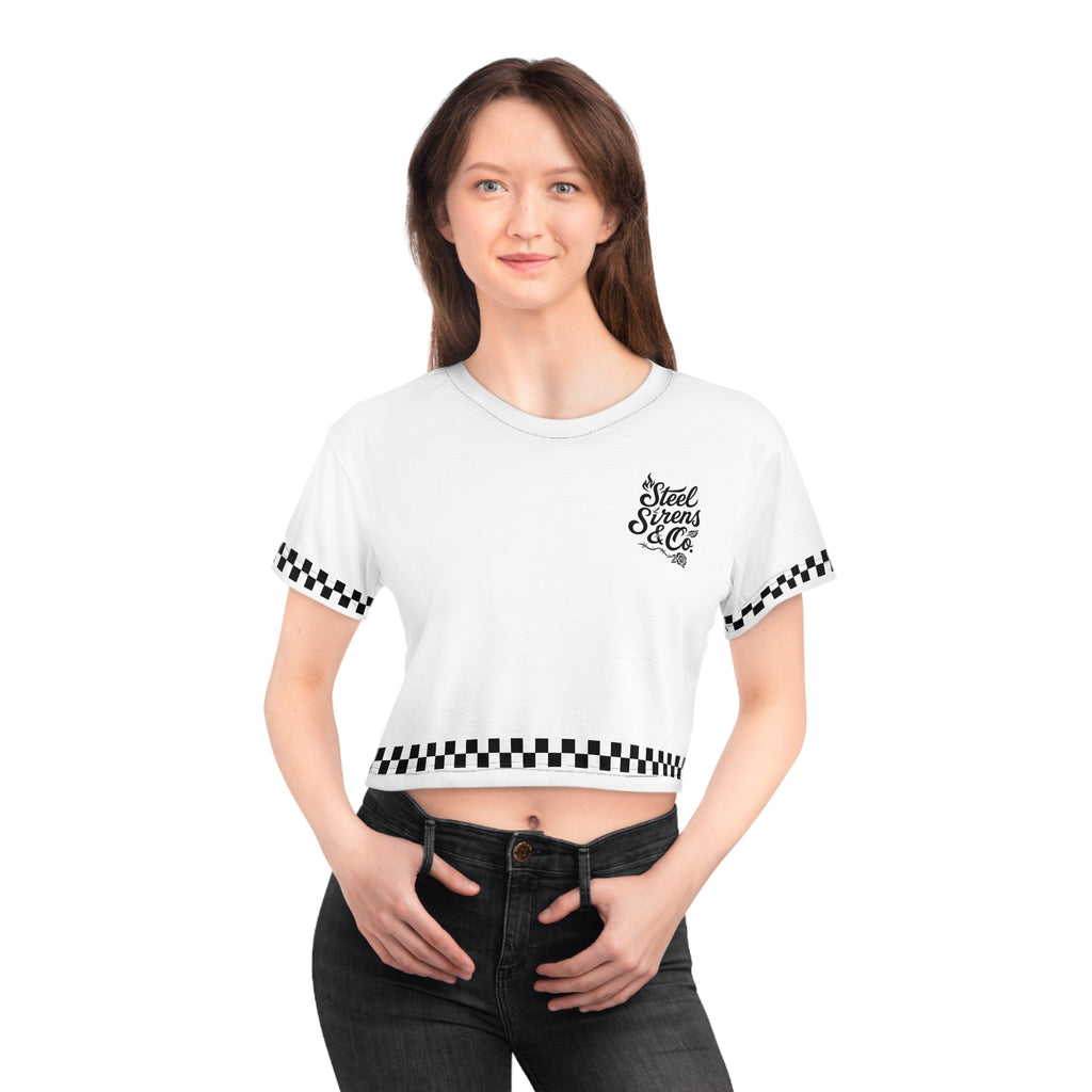 Checkered Medusa Cropped Tee