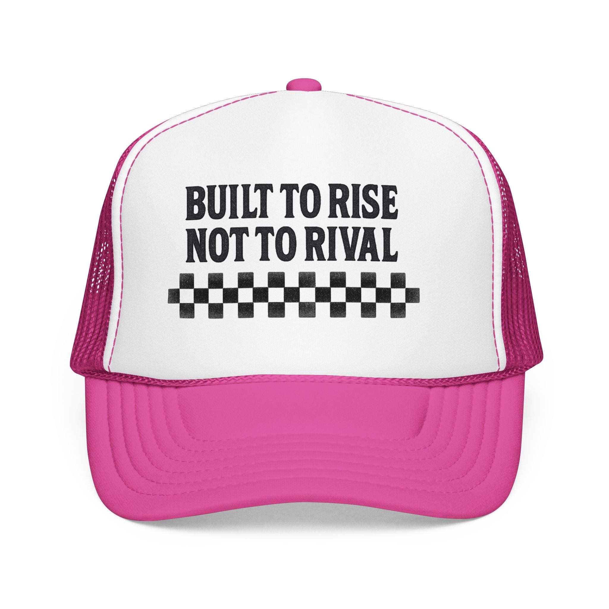 Trucker Hat — "Built to Rise Not to Rival" Vintage Patch Mesh Cap