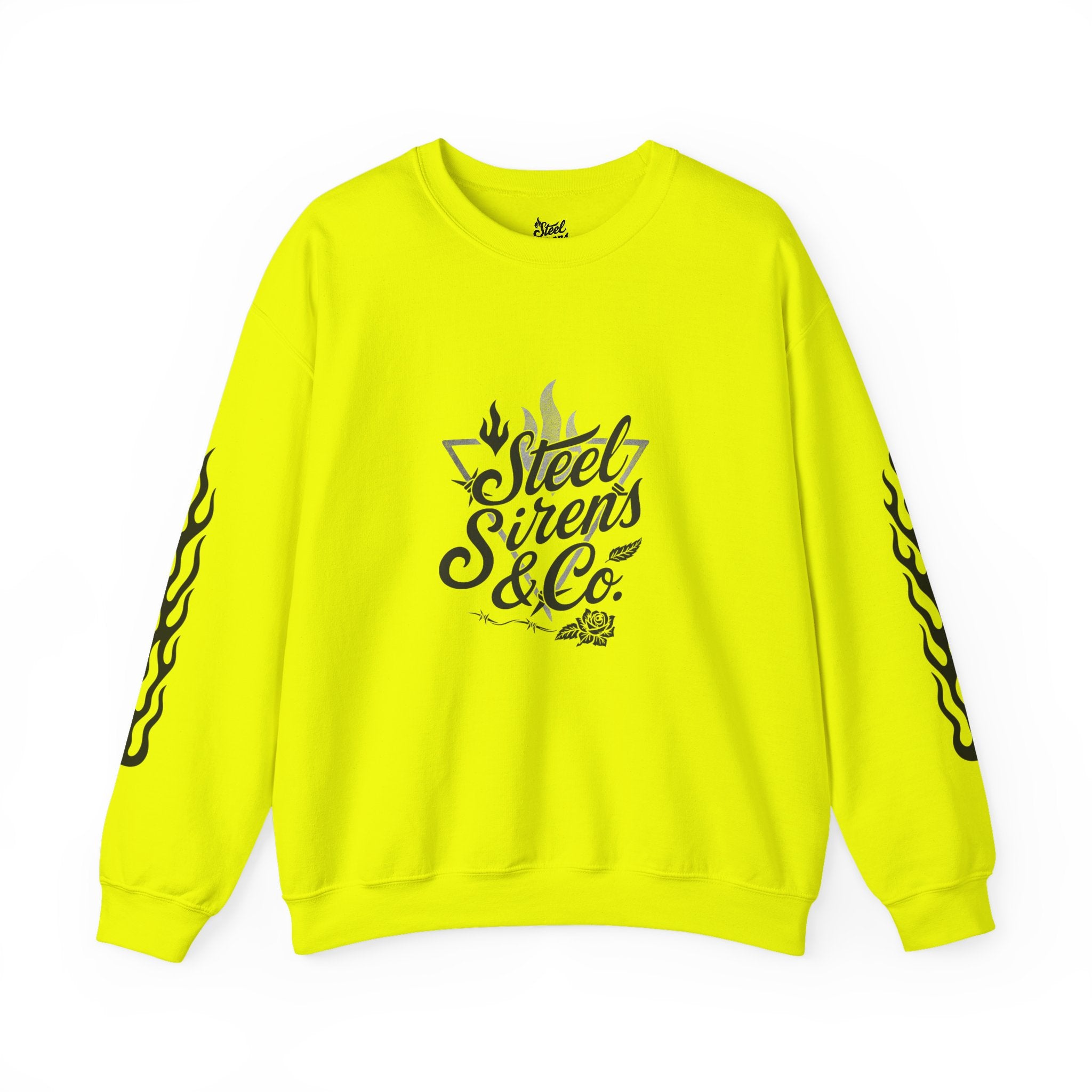 Crewneck Sweatshirt — "Steel Sirens & Co." Built to Rise Graphic