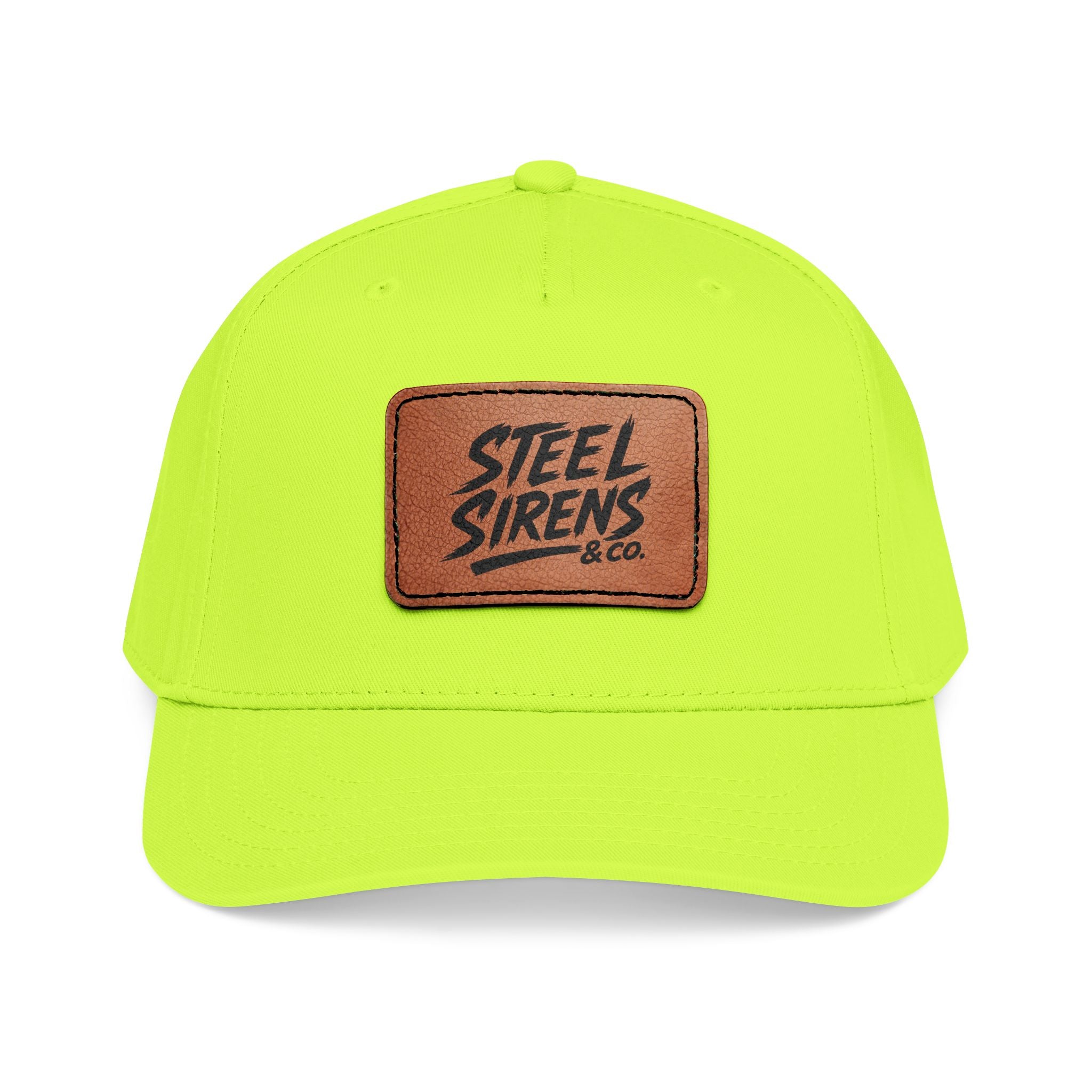 Leather Patch Baseball Cap — "Steel Sirens" Retro Logo