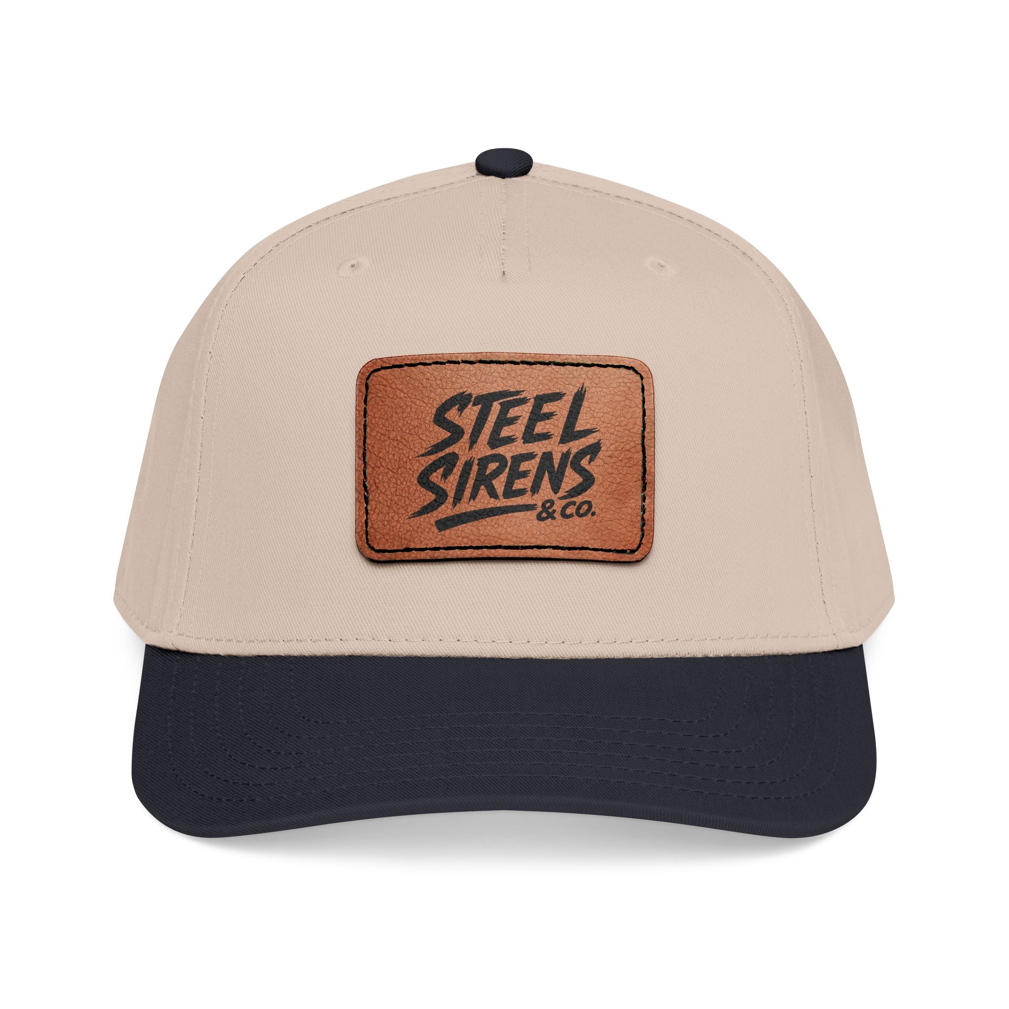 Leather Patch Baseball Cap — "Steel Sirens" Retro Logo