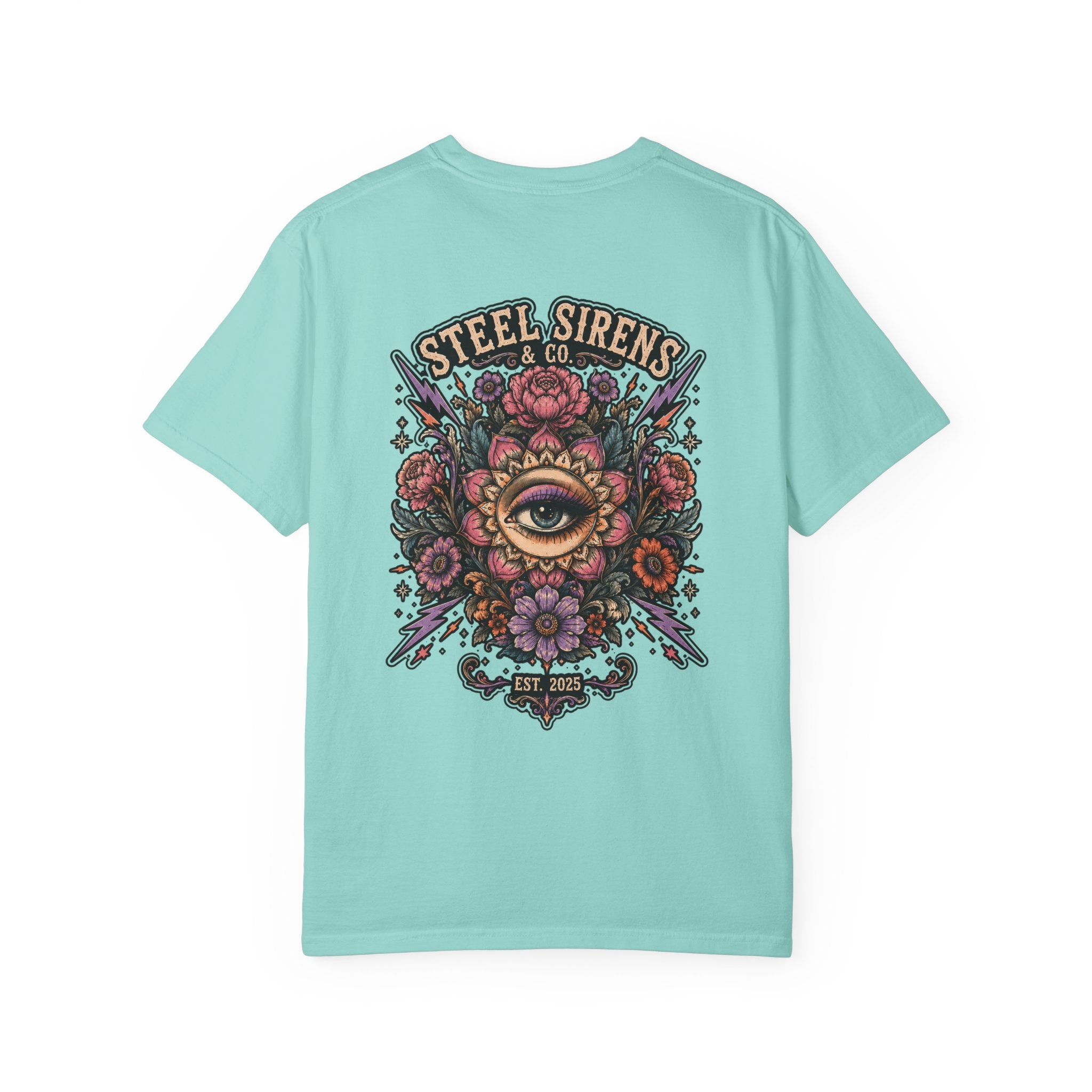 Steel Sirens Tee — Vintage Floral All-Seeing Eye Graphic T-Shirt