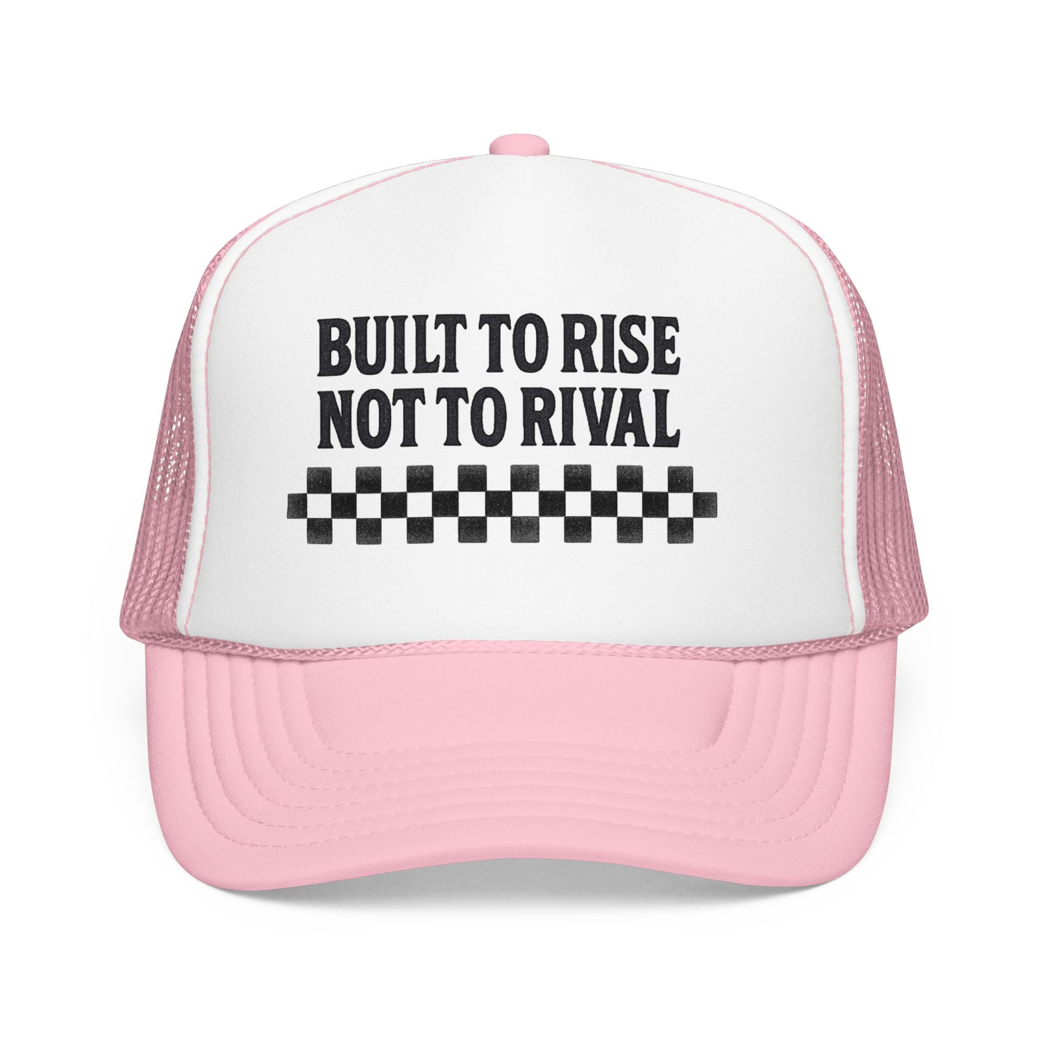 Trucker Hat — "Built to Rise Not to Rival" Vintage Patch Mesh Cap