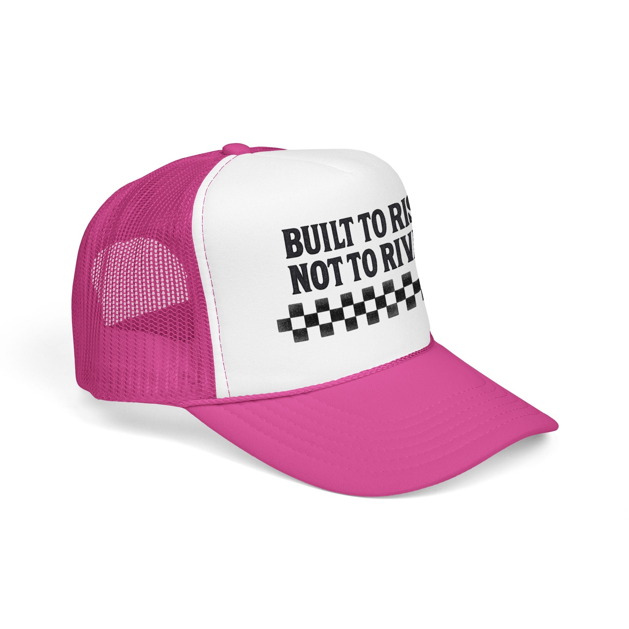 Trucker Hat — "Built to Rise Not to Rival" Vintage Patch Mesh Cap