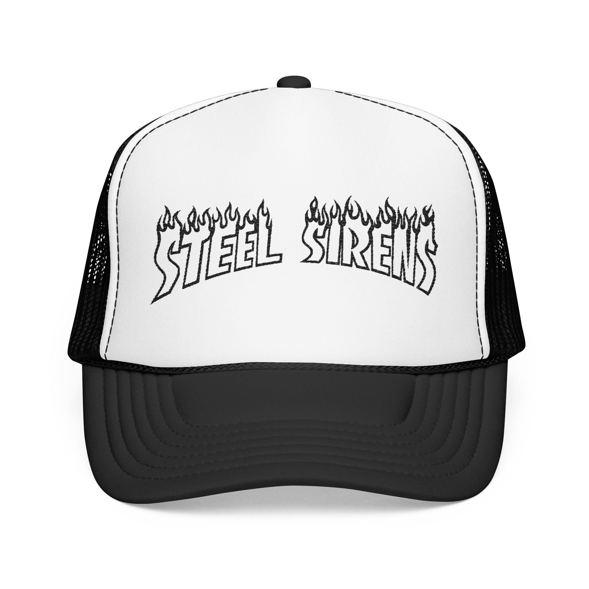 Flaming Steel Sirens Embroidered Trucker Hat