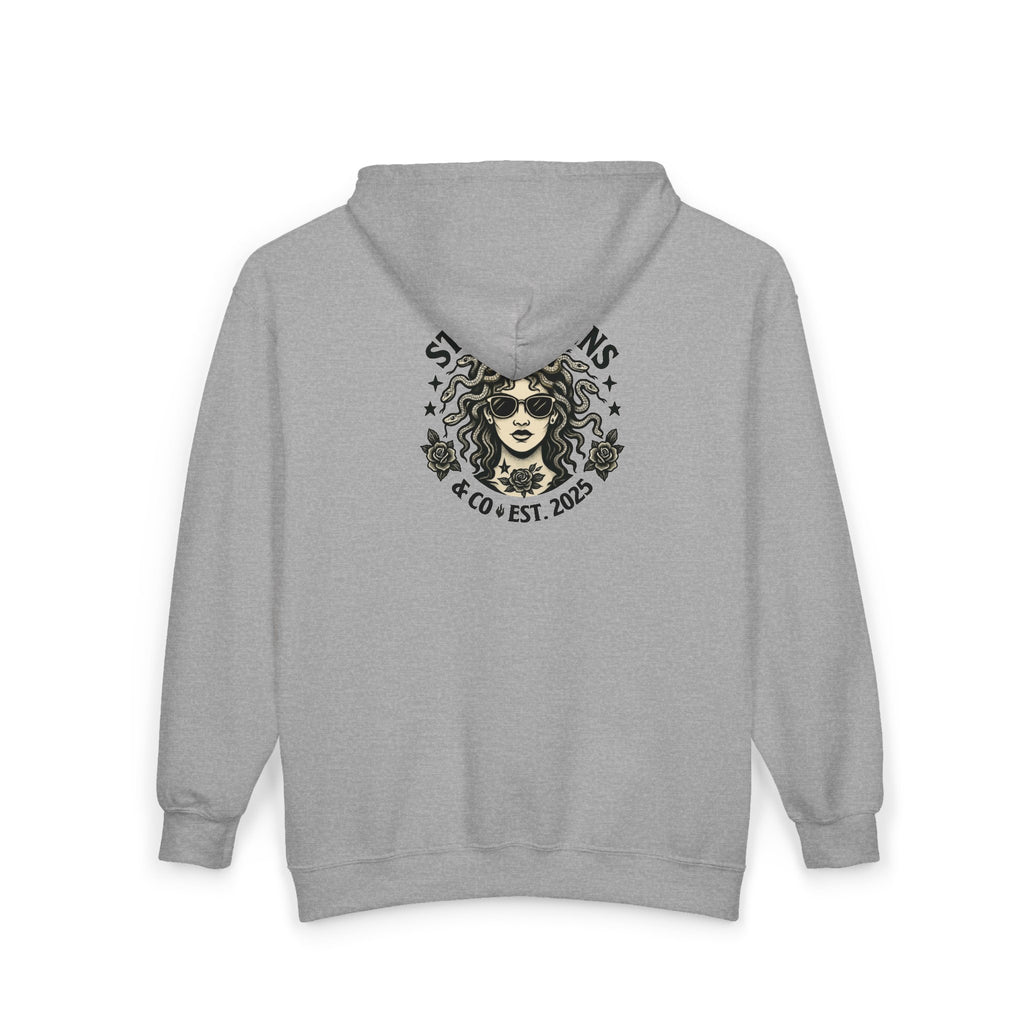 Steel Sirens Co. Zip Hoodie — Vintage Nautical Siren Graphic Full-Zip Sweatshirt
