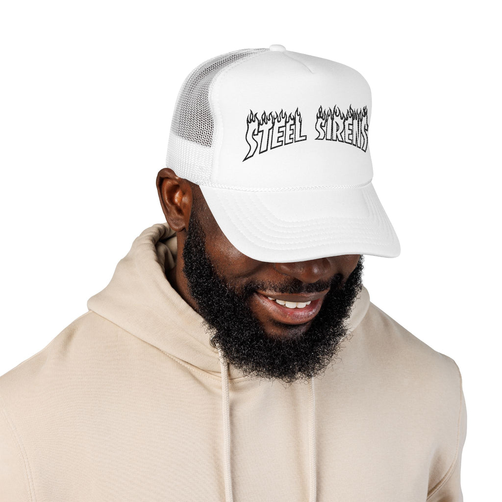 Flaming Steel Sirens Embroidered Trucker Hat