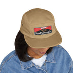 Steel Sirens & Co. Embroidered 5-Panel Cap — Khaki Vintage Patch Hat