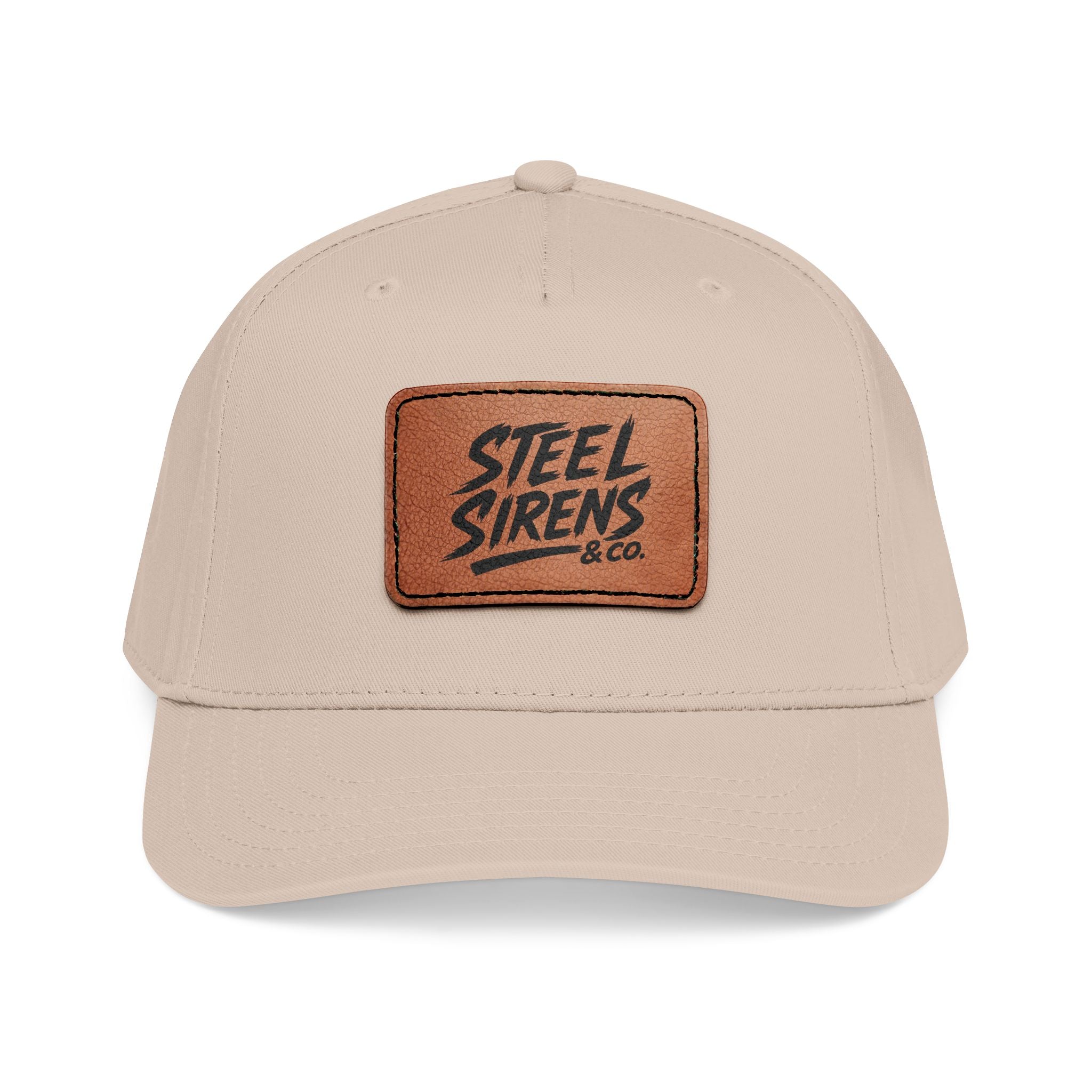 Leather Patch Baseball Cap — "Steel Sirens" Retro Logo