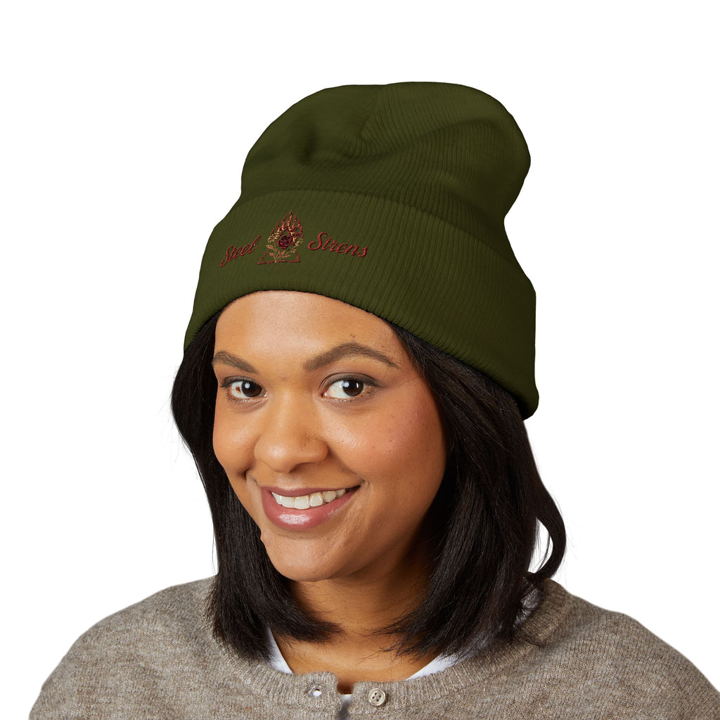 Steel Sirens Flame Crest Embroidered Beanie