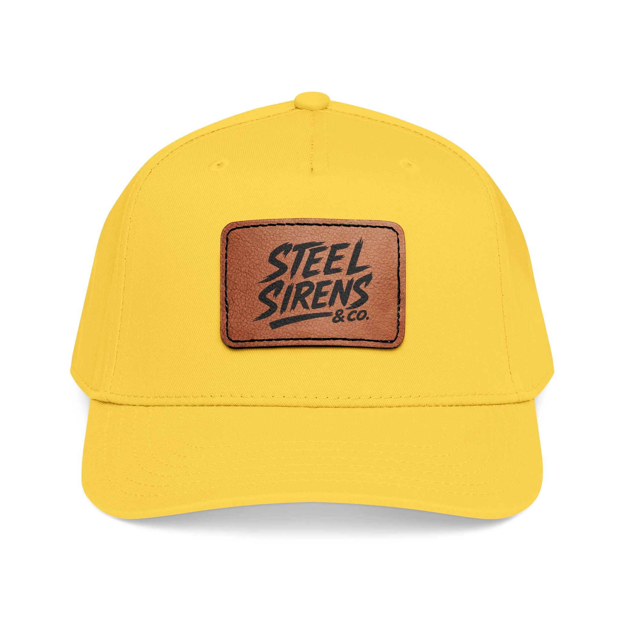Leather Patch Baseball Cap — "Steel Sirens" Retro Logo