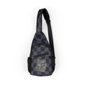 Checkered Chest Sling Bag with 'Steel Strong' Script – Urban Crossbody Backpack