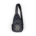 Checkered Chest Sling Bag with 'Steel Strong' Script – Urban Crossbody Backpack