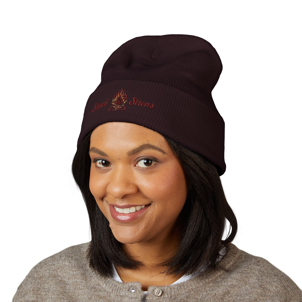 Steel Sirens Flame Crest Embroidered Beanie