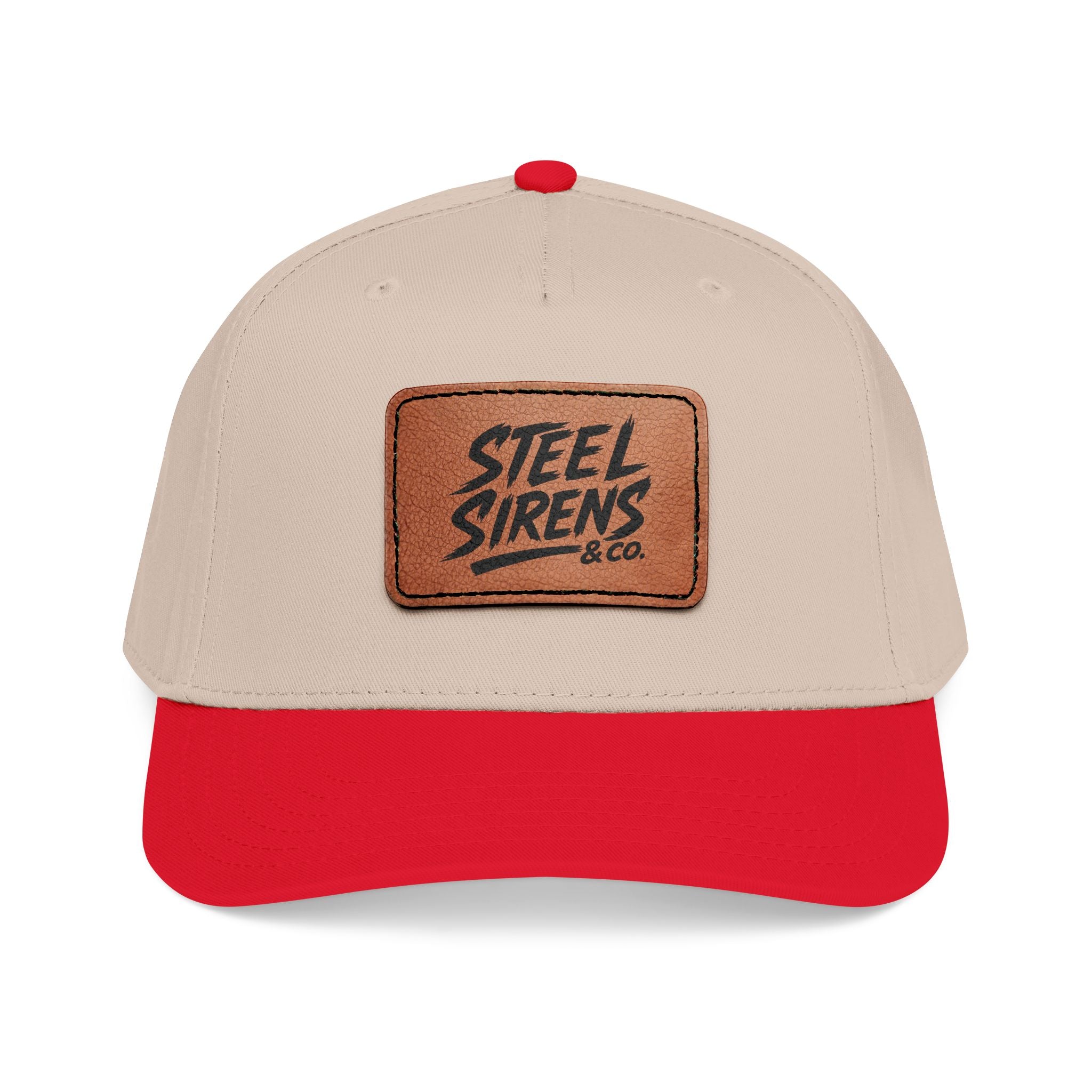 Leather Patch Baseball Cap — "Steel Sirens" Retro Logo