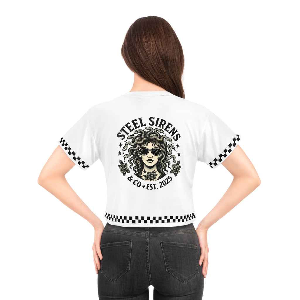 Checkered Medusa Cropped Tee