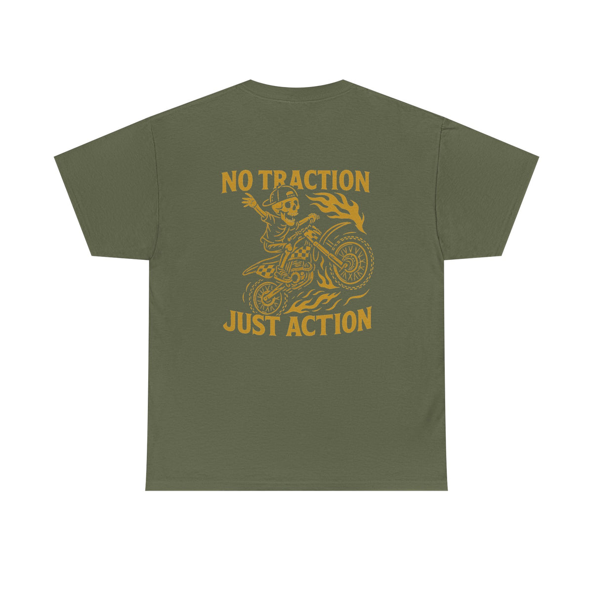 No Traction Just Action Adult Tee