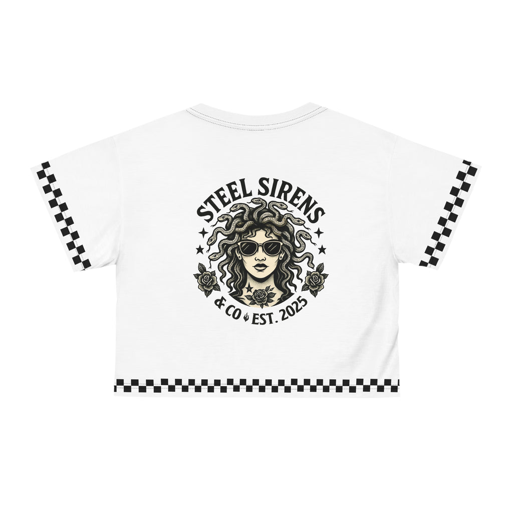 Checkered Medusa Cropped Tee